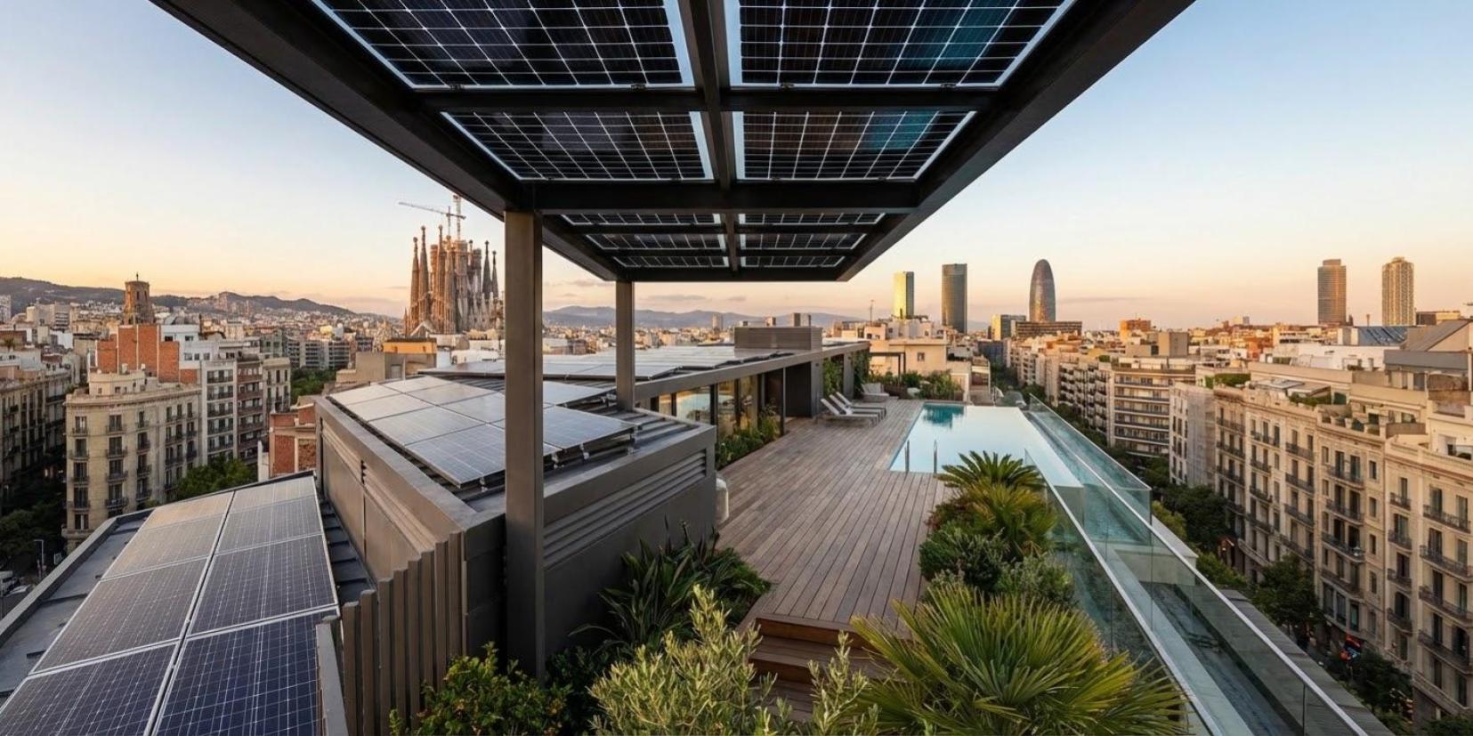 Solar Panels on a Barcelona Penthouse Roof